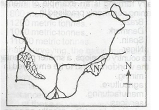 The area marked P is
